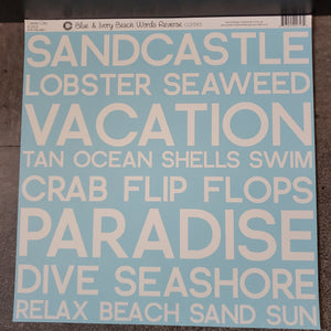 Canvas Corp 12x12 Scrapbook Paper Blue & Ivory Beach Words Reverse (CCP2713)