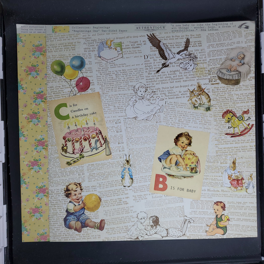 Authentique Beginnings Collection 12x12 Scrapbook Paper Beginnings One (BEG001)