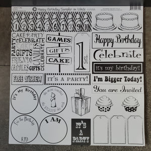 Canvas Corp. 12x12 Scrapbook Paper Happy Birthday Sampler on White (CCP2325)