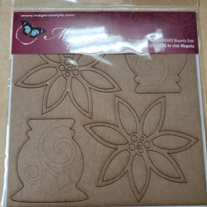 Magenta Laser-Cut Chipboard Pieces Poinsettias & Vases 6x6 (CBC04)