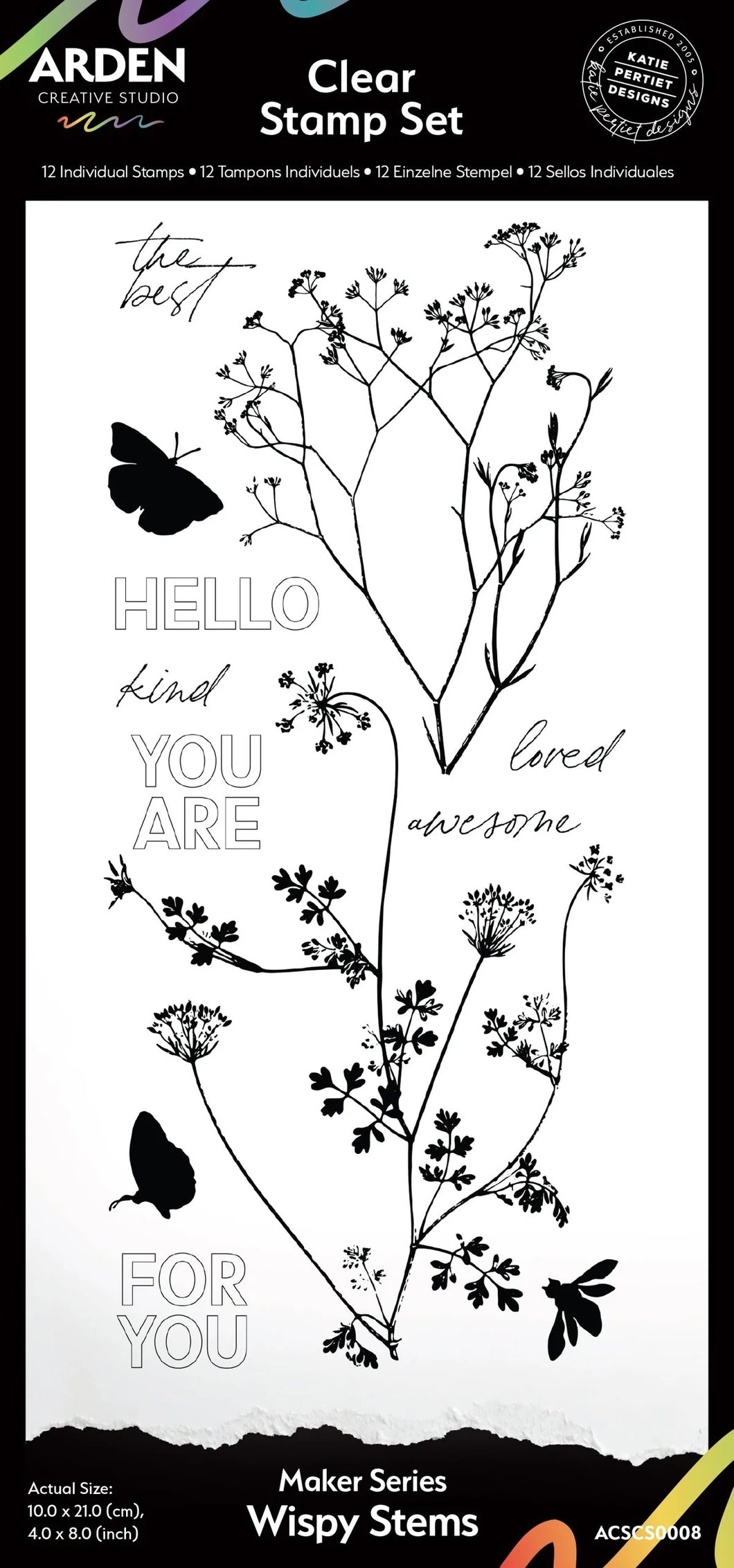 Arden Creative Studio Maker Series Wispy Stems 4 in x 8 in Clear Stamp Set (ACSCS0008)