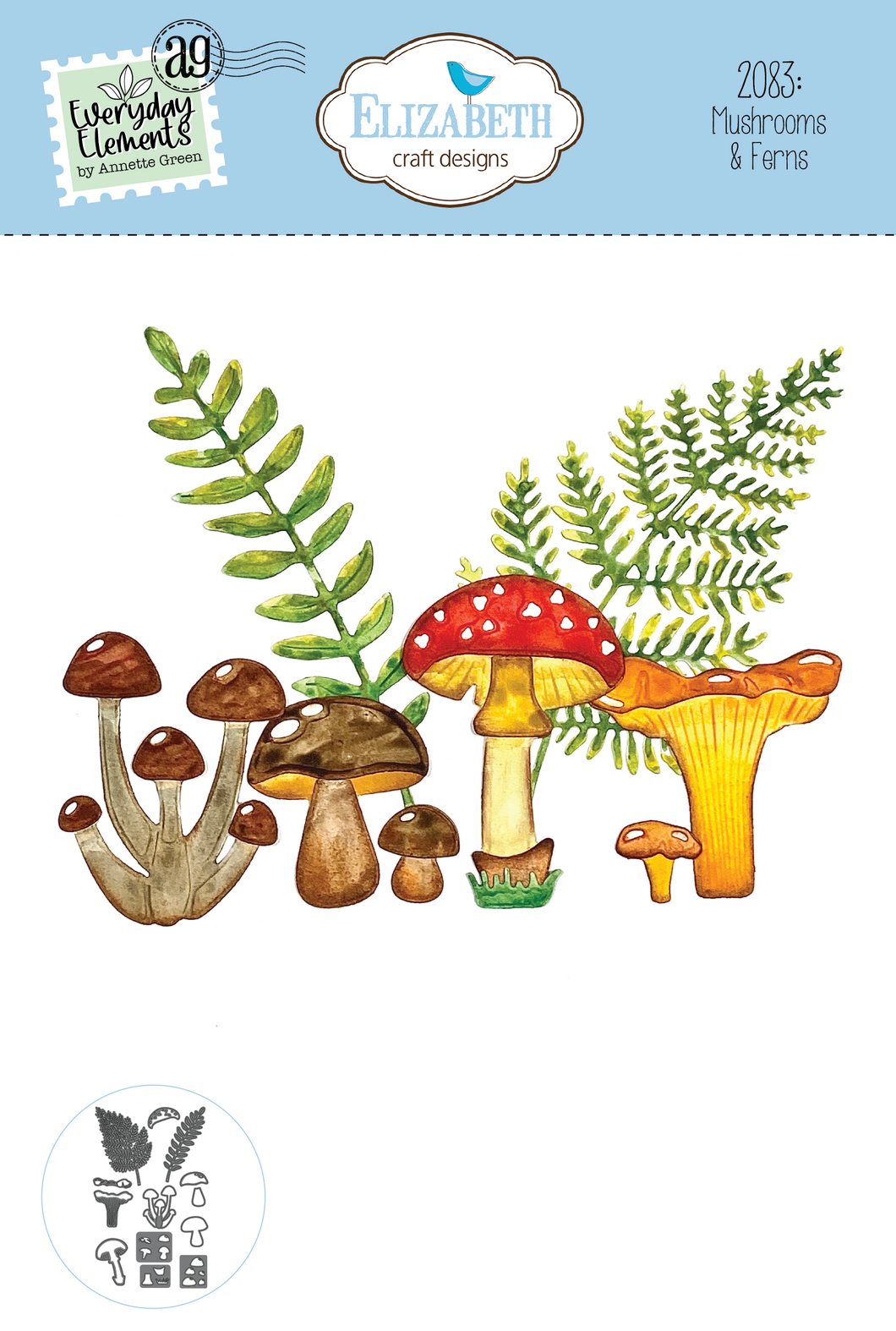 Elizabeth Craft Designs Splendid Season Collection Die Set Mushrooms and Ferns (2083)