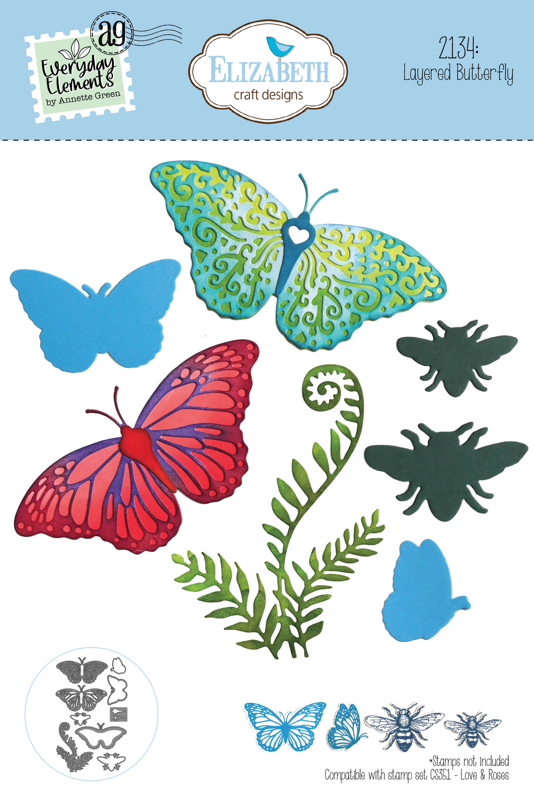 PRE-ORDER Elizabeth Craft Designs This Lovely Life Collection Die Set Layered Butterfly (2134)