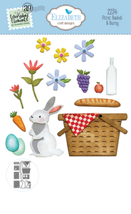 Elizabeth Craft Designs Sunny Days Collection Picnic Basket & Bunny by Annette Green (2234)