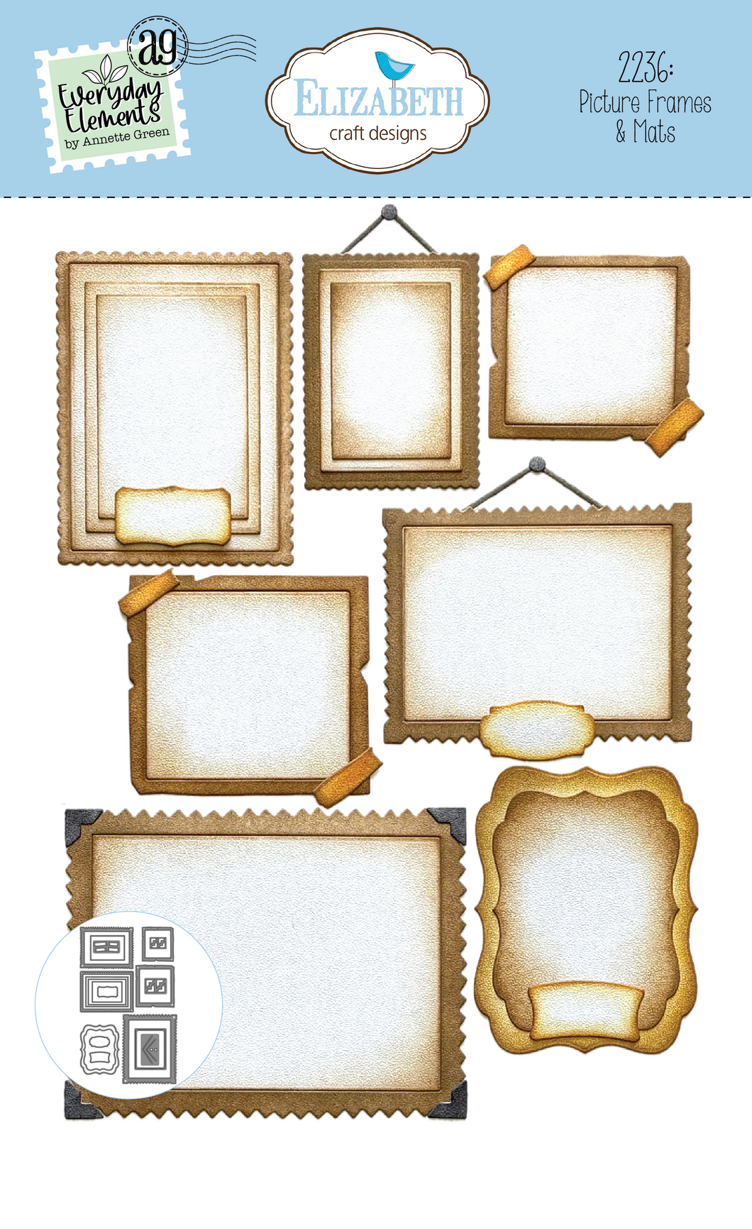 Elizabeth Craft Designs Sunny Days Collection Picture Frames and Mats by Annette Green (2236)