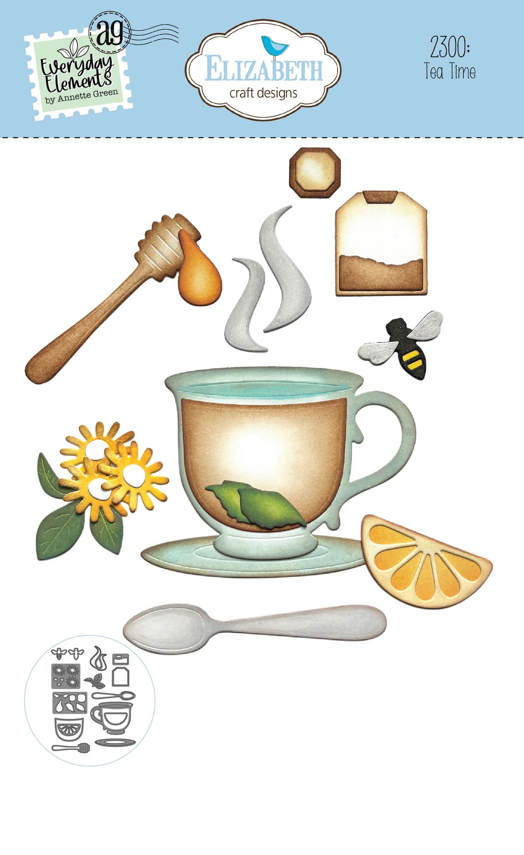 Elizabeth Craft Designs Romance Revival Collection Tea Time Die set  by Annette Green (2300)