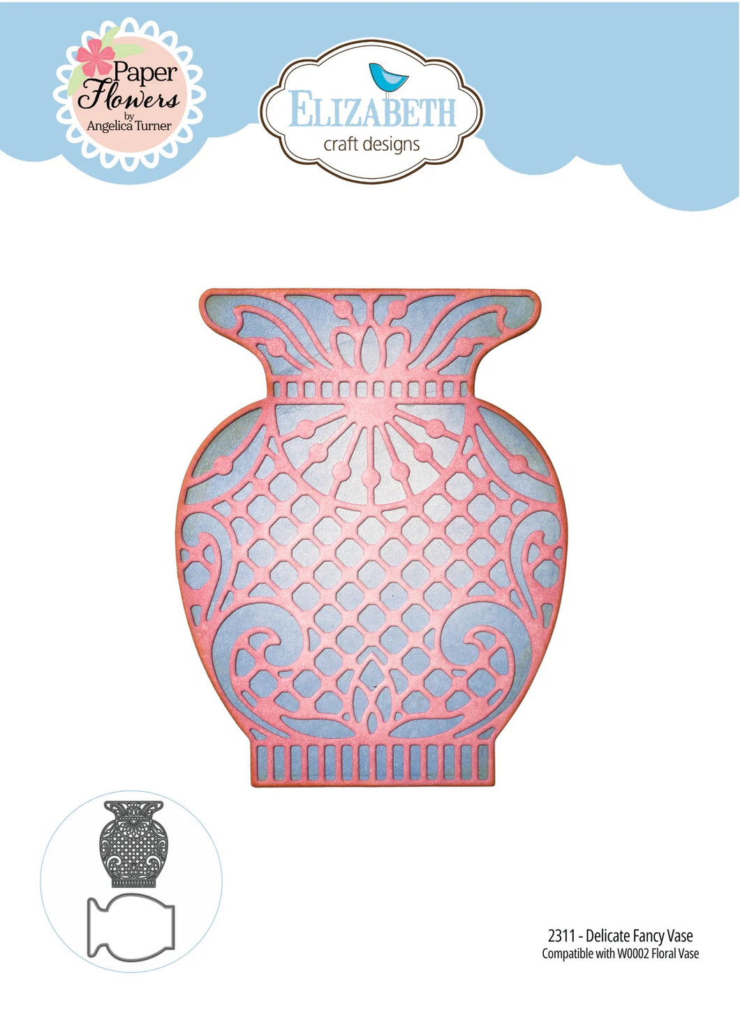 Elizabeth Craft Designs Bohemian Rose Collection - Delicate Fancy Vase ( 2311)