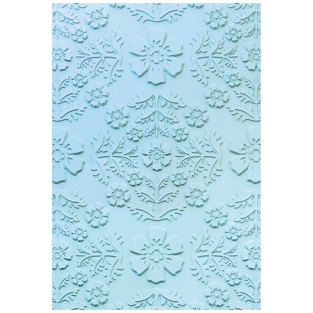 Sizzix Multi-Level Textured Impressions A5 Embossing Folder - Floral Damask by Eileen Hull (666765)