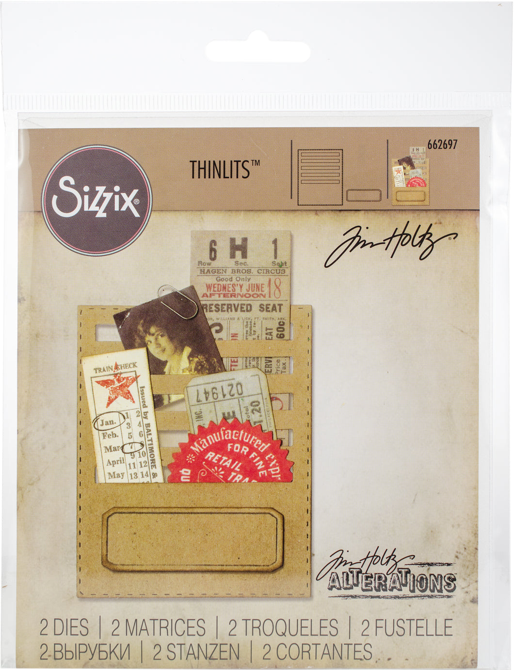 Sizzix Alterations Thinlits Die Stitched Slots by Tim Holtz (662697)