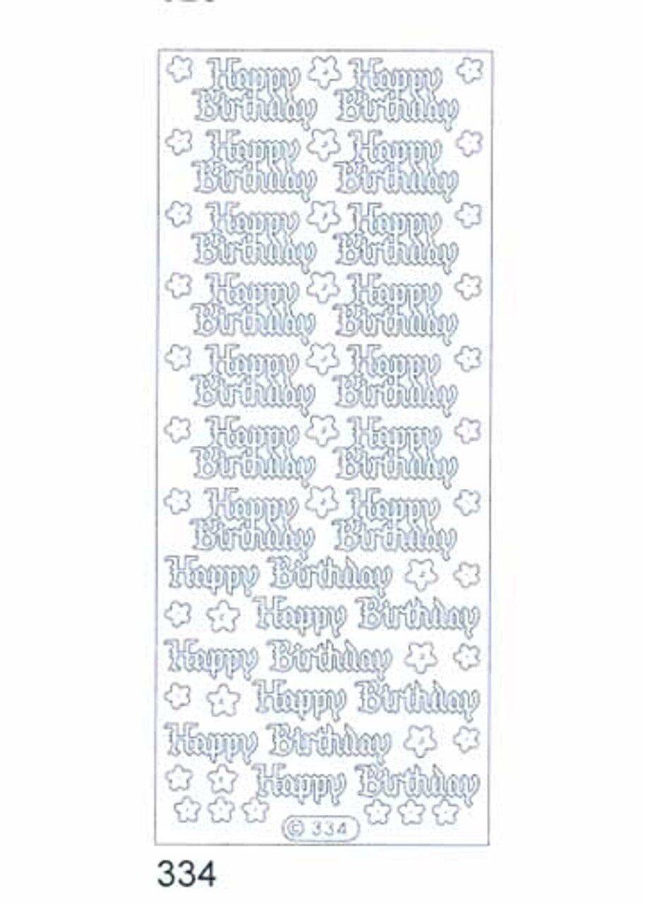 Starform Silver Happy Birthday Stickers (334)