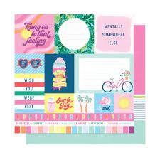Dear Lizzy Here and Now Collection 12x12 Scrapbook Paper Sun and Fun (356320)