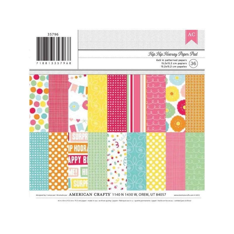 American Crafts Hip Hip Hooray Collection 6x6 Paper Pad (35796)