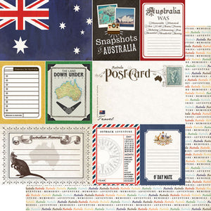 Scrapbook Customs 12x12 Scrapbook Paper Australia Journal Paper (36884)