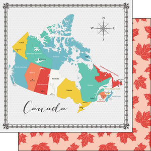 Scrapbook Customs 12x12 Scrapbook Paper Canada Memories Map Paper (37184)