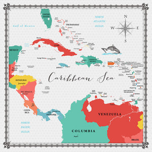 Scrapbook Customs 12x12 Scrapbook Paper Caribbean Sea Memories Map Paper (37189)