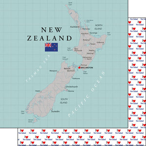 Scrapbook Customs 12x12 Scrapbook Paper New Zealand Adventure Map Paper (38130)