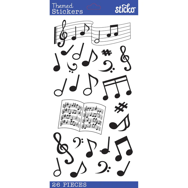 Sticko Themed Stickers Silhouette Music Notes (52-38132)