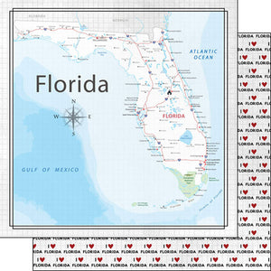 Scrapbook Customs 12x12 Scrapbook Paper Florida Adventure Map Paper (38533)