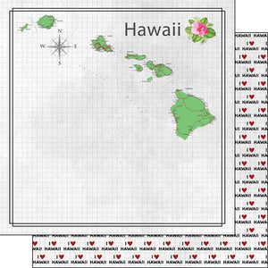 Scrapbook Customs 12x12 Scrapbook Paper Hawaii Adventure Map Paper (38535a)