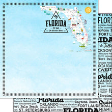 Load image into Gallery viewer, Scrapbook Customs 12x12 Scrapbook Paper Florida Postage Map Paper (39430)
