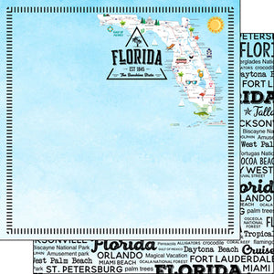 Scrapbook Customs 12x12 Scrapbook Paper Florida Postage Map Paper (39430)