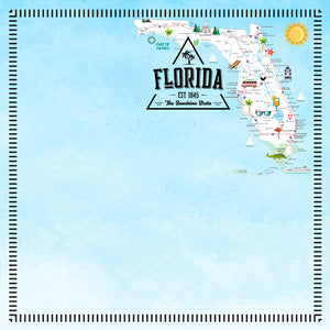 Scrapbook Customs 12x12 Scrapbook Paper Florida Postage Map Paper (39430)
