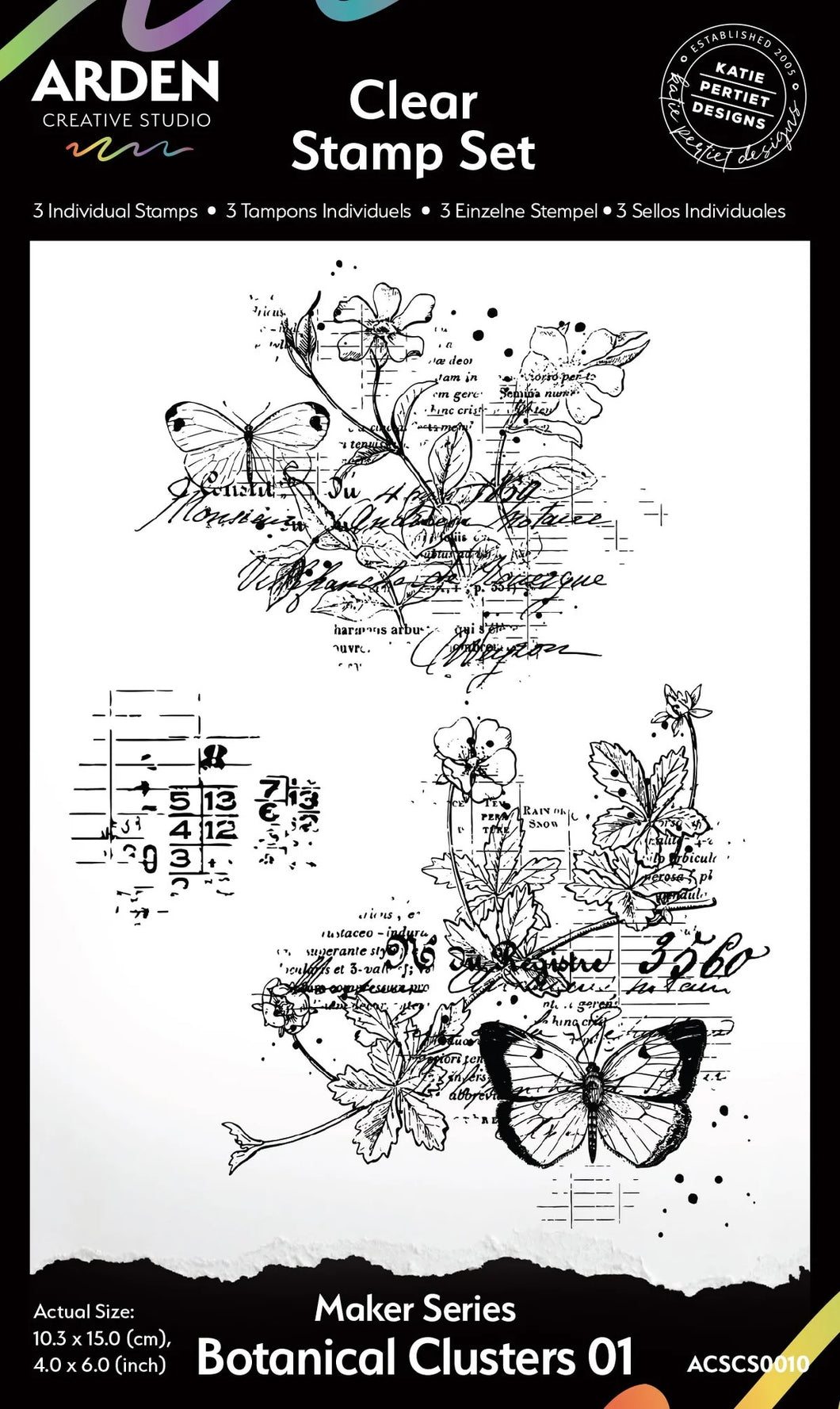 Arden Creative Studio Maker Series Botannical Clusters 01 4 in x 8 in Clear Stamp Set (ACSCS0010)