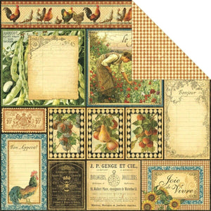 Graphic 45 French Country Collection 12x12 Scrapbook Paper Bon Appetit (4500632)