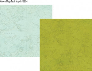 Simple Stories You Are Here! Collection 12x12 Scrapbook Paper Green Map/Teal Map (6214)