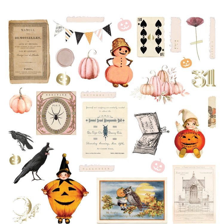 Prima Twilight Collection 12x12 Scrapbook Paper Pumpkin Night