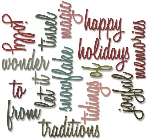 Sizzix Alterations Thinlits Die Set Holiday Words 2: Script by Tim Holtz (660977)