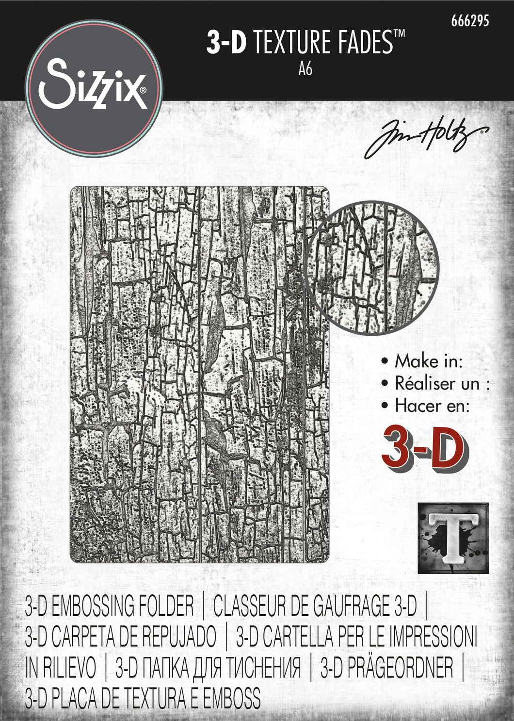 Sizzix 3-D Texture Fades Embossing Folder Cracked by Tim Holtz (666295)