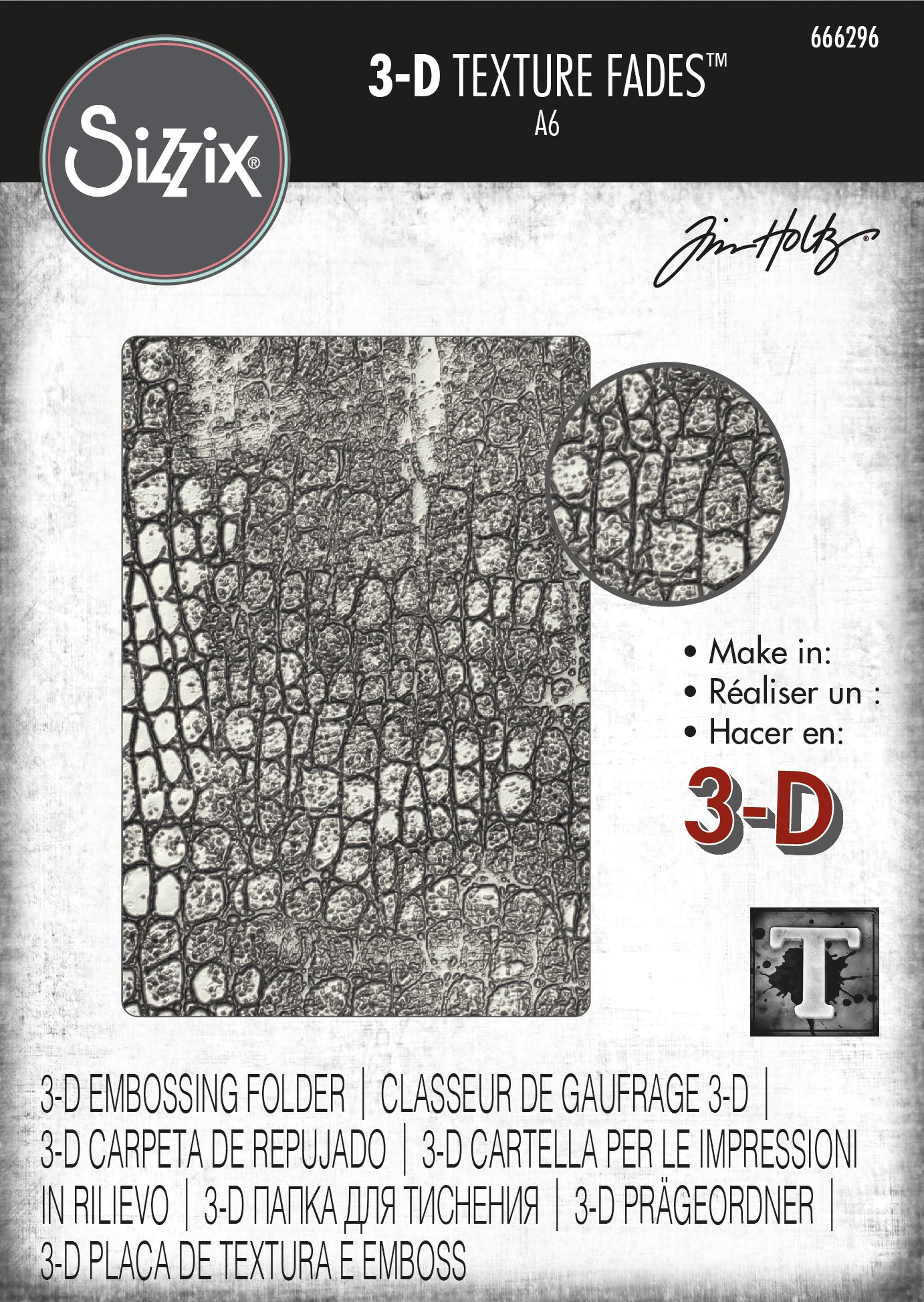Sizzix 3-D Texture Fades Embossing Folder Reptile by Tim Holtz