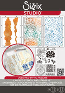 Sizzix 14 Clear Stamps Set W/3 stencils  Ornate by Vic Von S (666763)