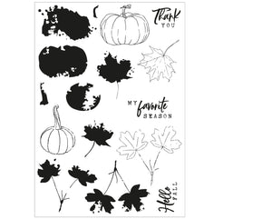 Sizzix A5 Clear Stamps 16PK w/7PK Framelits Die - Pencil Line Harvest by 49 and Market (666709)