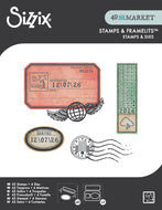 Sizzix - 49 and Market Collection - Globetrotter's Mark Clear Stamp With Framelits Dies