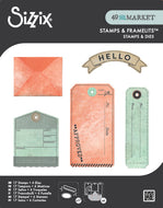 Sizzix - 49 and Market Collection -Tag It Clear Stamp With Framlits Dies