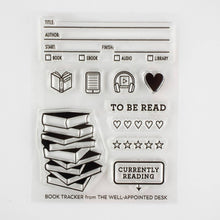 Load image into Gallery viewer, Book Tracker 3"x4" Clear Stamp (Audiobook, Ebook, TBR)

