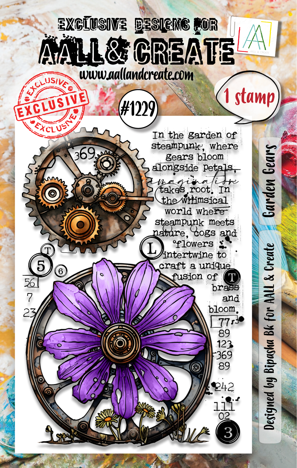 AALL & CREATE A7 Clear Stamp Garden Gears  #1229