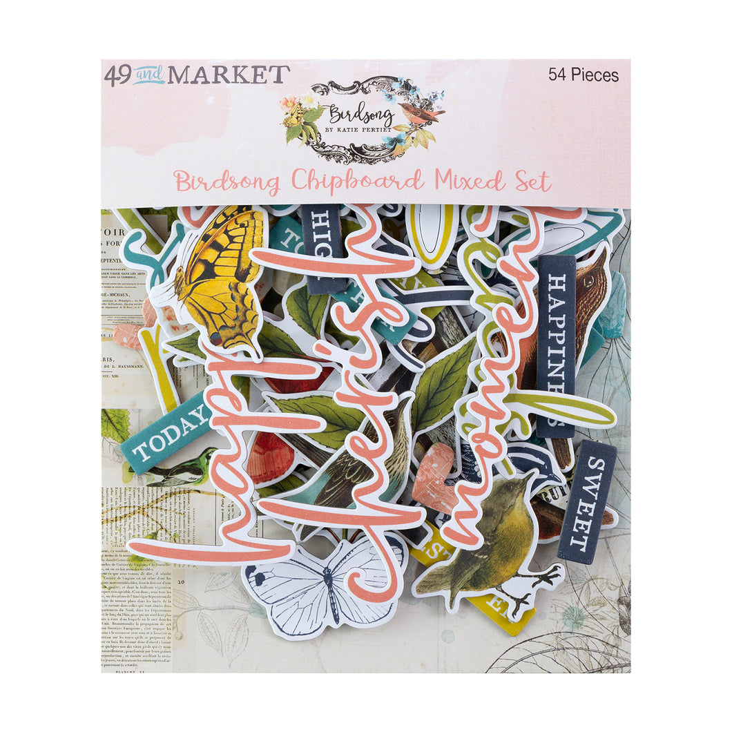 49 & Market Birdsong Chipboard Mixed Set  (BSK-29536)