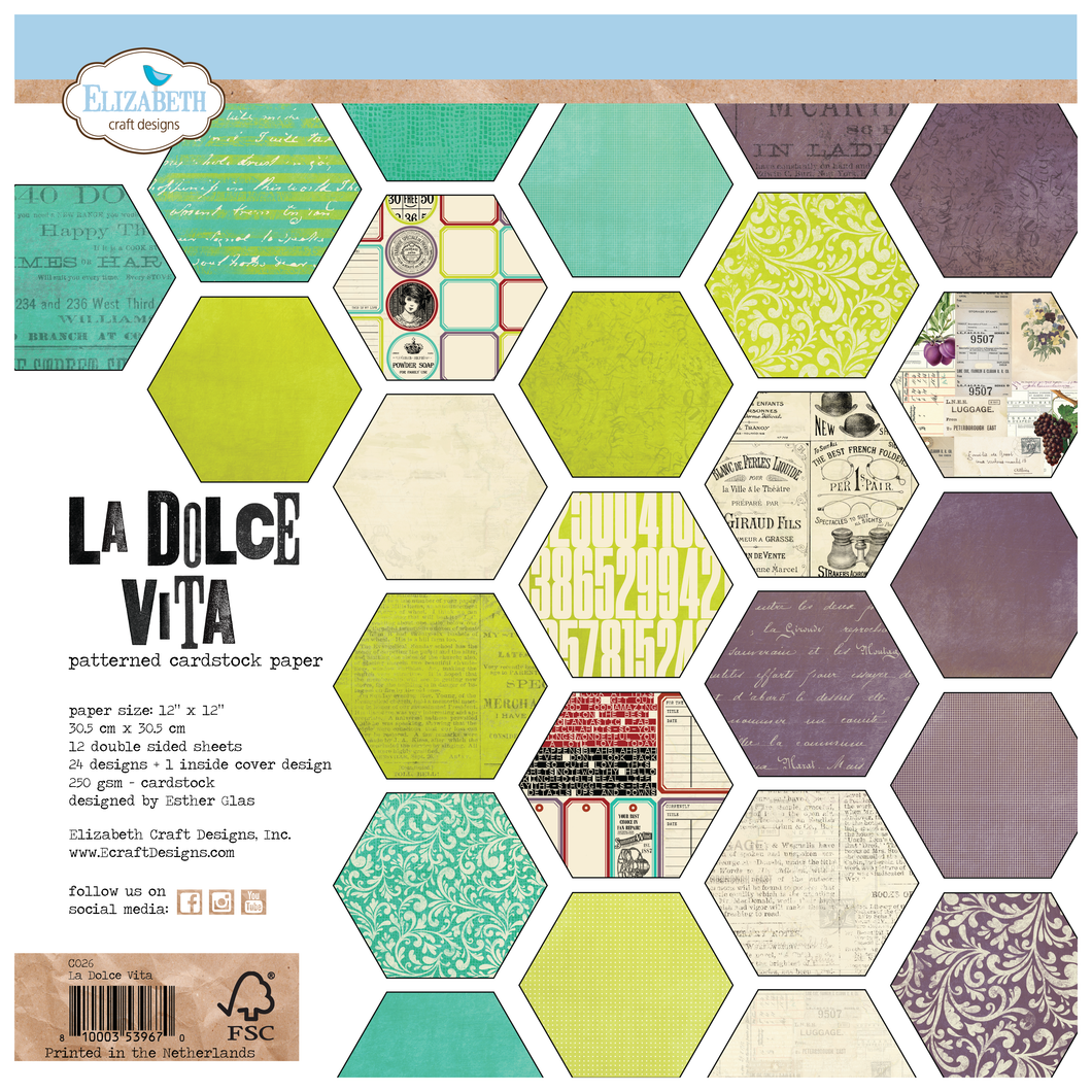 Elizabeth Craft Designs La Dolce Vita Collection 12x12 Paper Pack (C026)