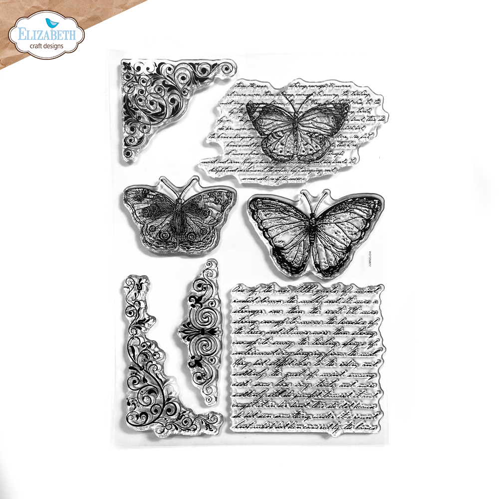 Elizabeth Craft Designs Evening Rose Collection Clear Stamp Set Butterflies & Swirls (CS348)