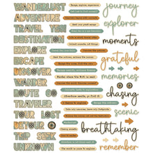 Load image into Gallery viewer, 49 &amp; Market Wanderlust Explorer Chipboard Words (DWE-30440)
