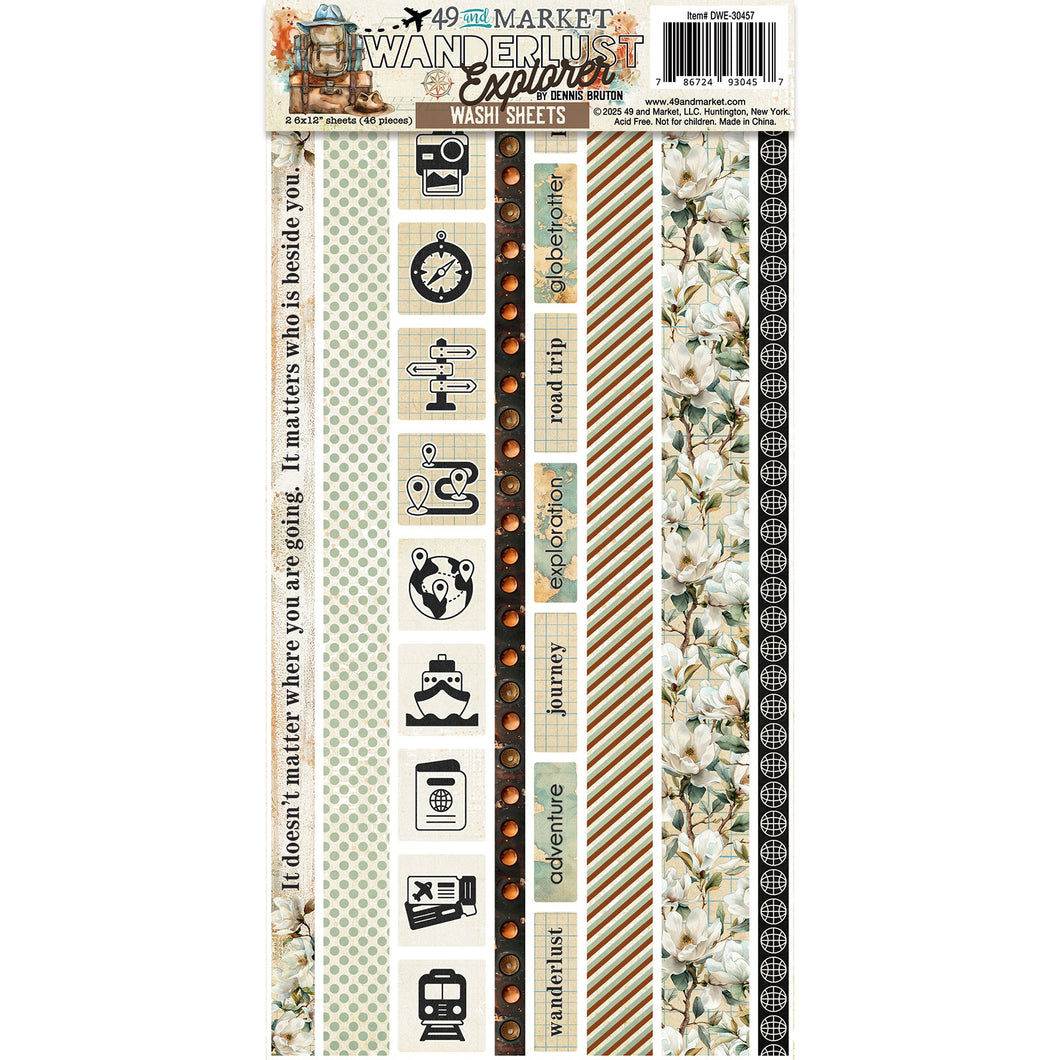 49 & Market Wanderlust Explorer Washi Sheets (DWE-30457)