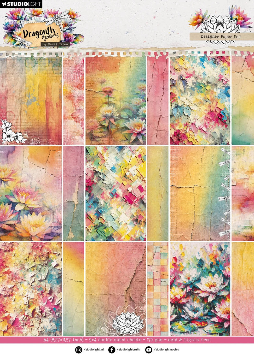 Studio Light Designer Paper Pad Background Papers Dragonfly Dreams 36 sheets (HE-DD-DPP405)