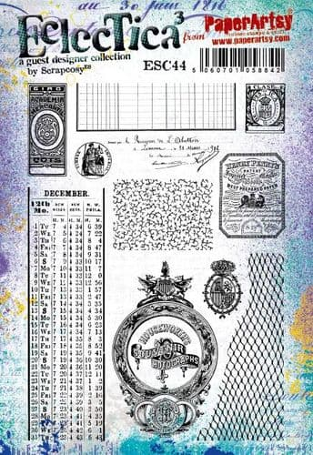 PaperArtsy Stamp Set Ledgers and Stamps designed by Scrapcosy (ESC44)