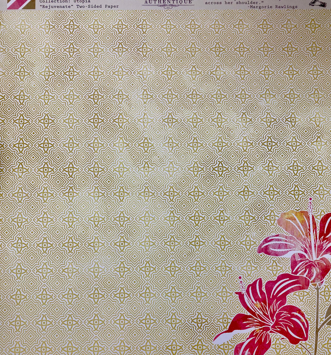 Authentique Utopia Collection 12x12 Scrapbook Paper Rejuvenate (UTP001)
