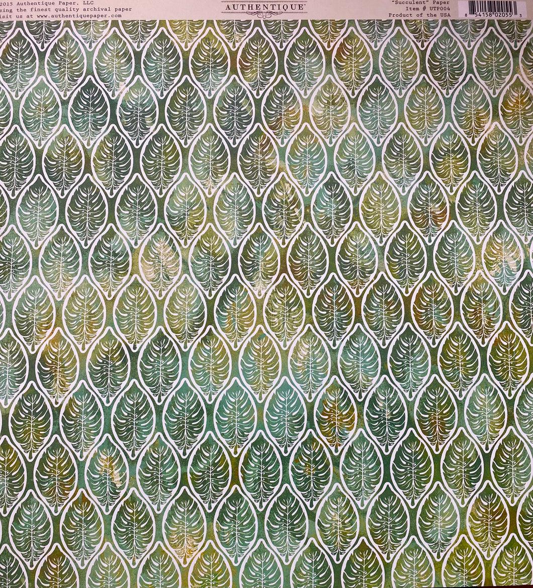 Authentique Utopia Collection 12x12 Scrapbook Paper Succulent (UTP004)