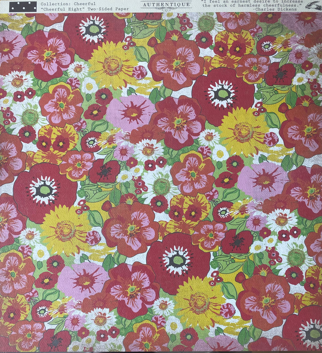 Authentique Cheerful Collection 12x12 Scrapbook Paper Cheerful Eight (CFL008)