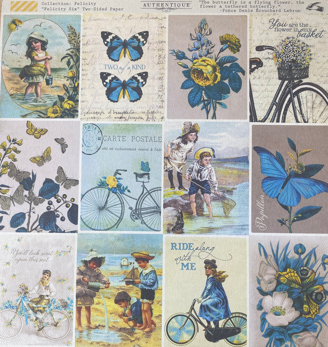 Authentique Felicity Collection 12x12 Scrapbook Paper Felicity Six (FEL006)